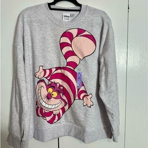 NWT. Disney Primark Cheshire Cat grey sweatshirt XL. Adorable Cheshire Cat